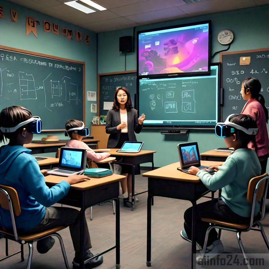 AI making education accessible with virtual classrooms, real-time translation, and tailored learning experiences.